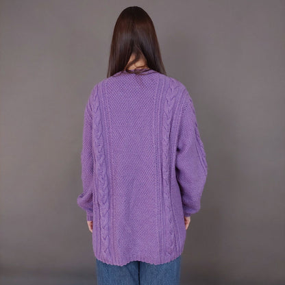 VIN-KNIT-33563 Vintage πλεκτή μάλλινη ζακέτα irish style M-L