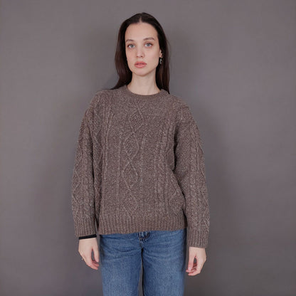 VIN-KNIT-33564 Vintage πλεκτή μάλλινη μπλούζα irish style M
