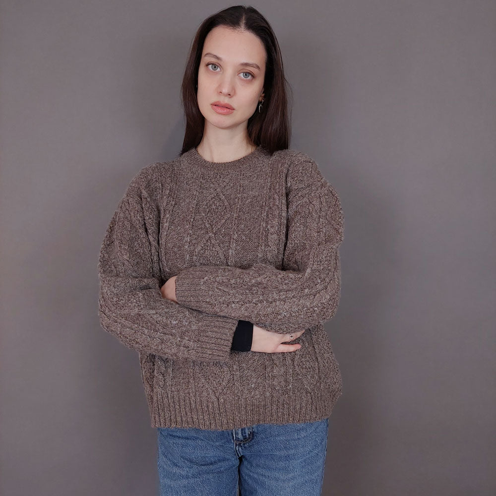 VIN-KNIT-33564 Vintage πλεκτή μάλλινη μπλούζα irish style M-L