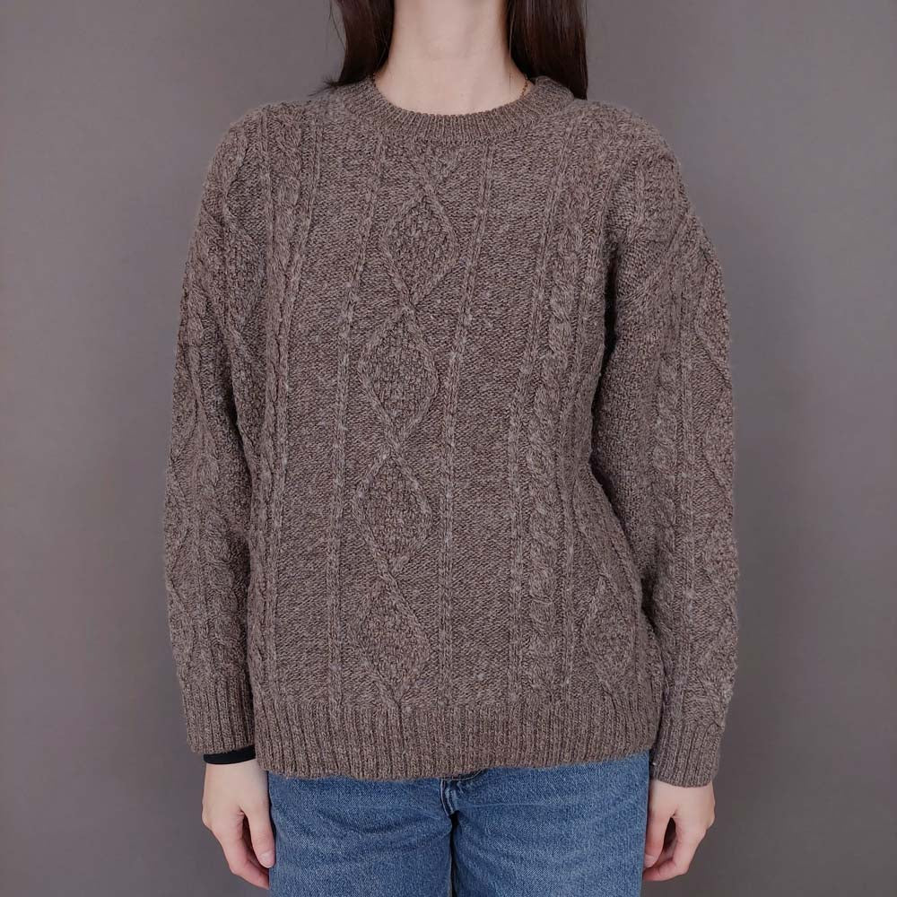 VIN-KNIT-33564 Vintage πλεκτή μάλλινη μπλούζα irish style M-L