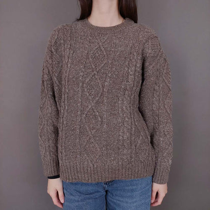 VIN-KNIT-33564 Vintage πλεκτή μάλλινη μπλούζα irish style M-L