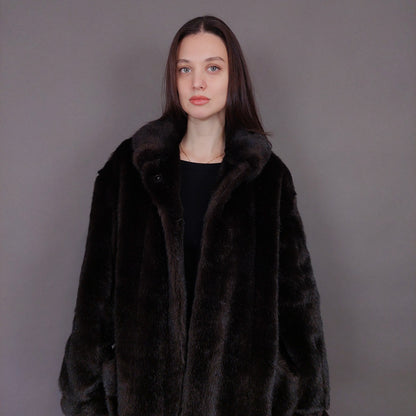 VIN-OUTW-33604 Vintage γούνα οικολογική καφέ L