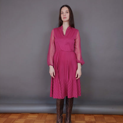 VIN-DR-33587 Vintage φόρεμα ματζέντα M