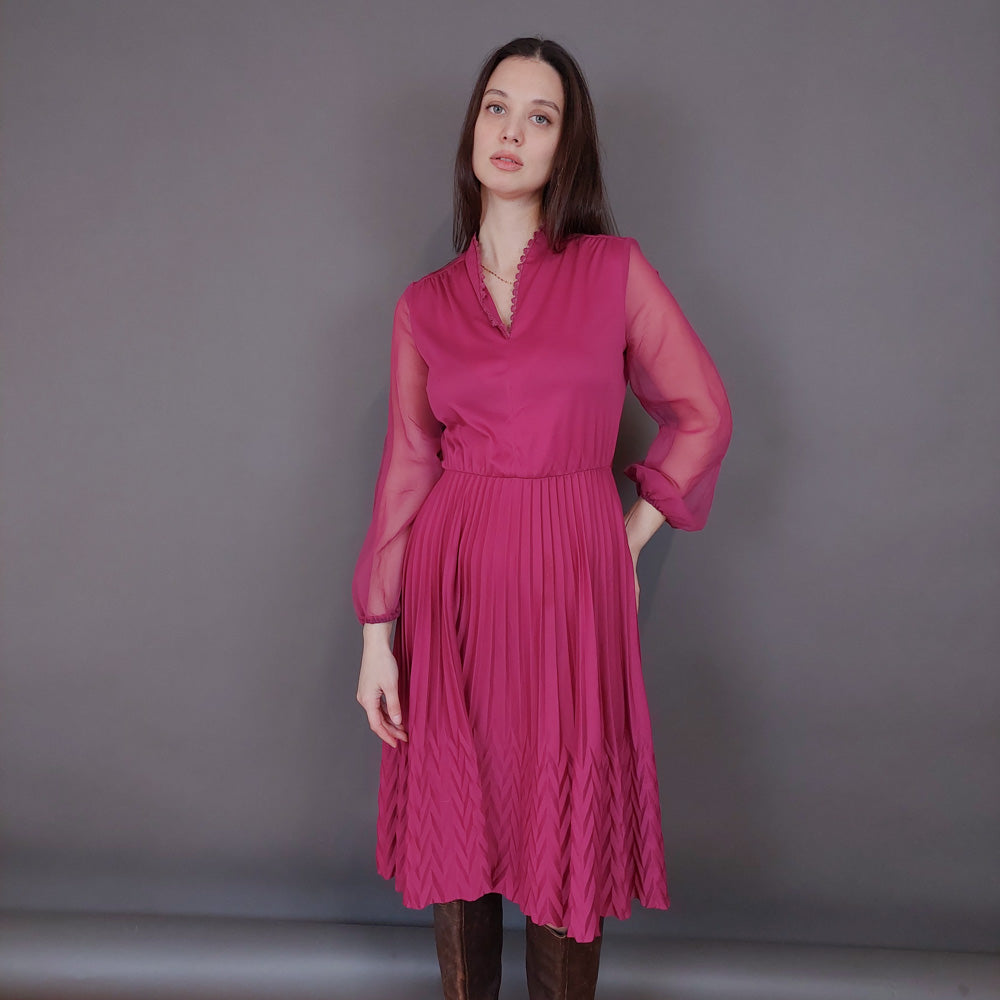 VIN-DR-33587 Vintage φόρεμα ματζέντα M
