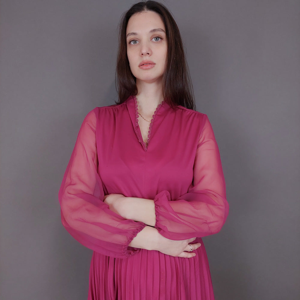 VIN-DR-33587 Vintage φόρεμα ματζέντα M