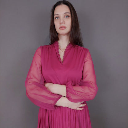 VIN-DR-33587 Vintage φόρεμα ματζέντα M