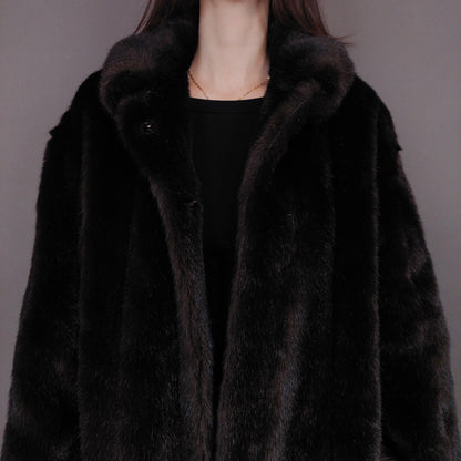 VIN-OUTW-33604 Vintage γούνα οικολογική καφέ L