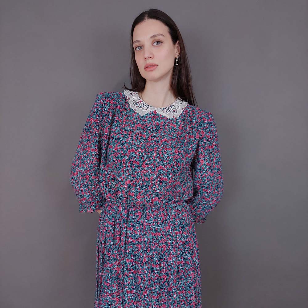 VIN-DR-33585 Vintage φόρεμα φλοράλ Μ