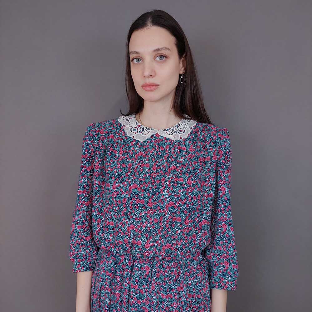 VIN-DR-33585 Vintage φόρεμα φλοράλ Μ