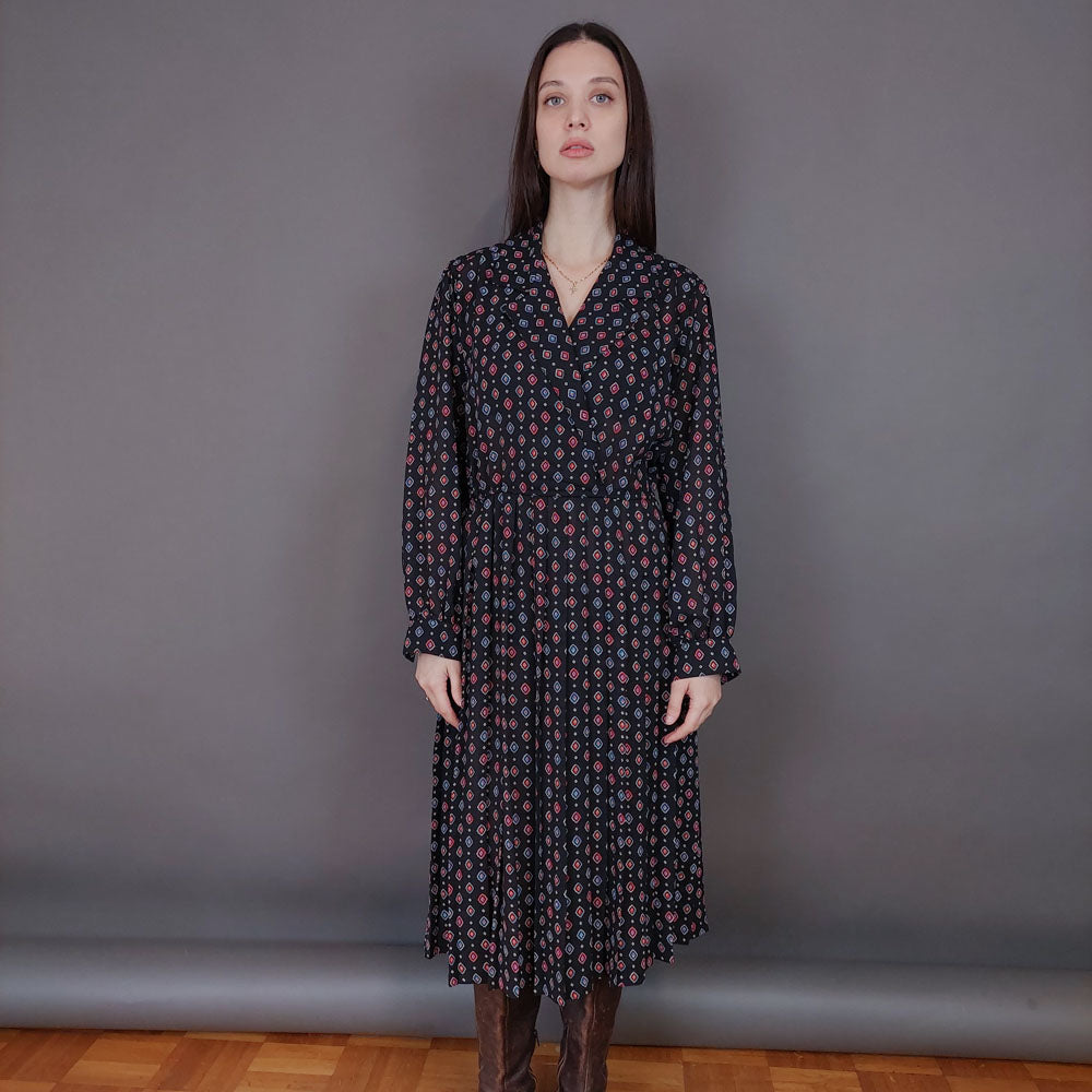 VIN-DR-33584 Vintage φόρεμα εμπριμέ M