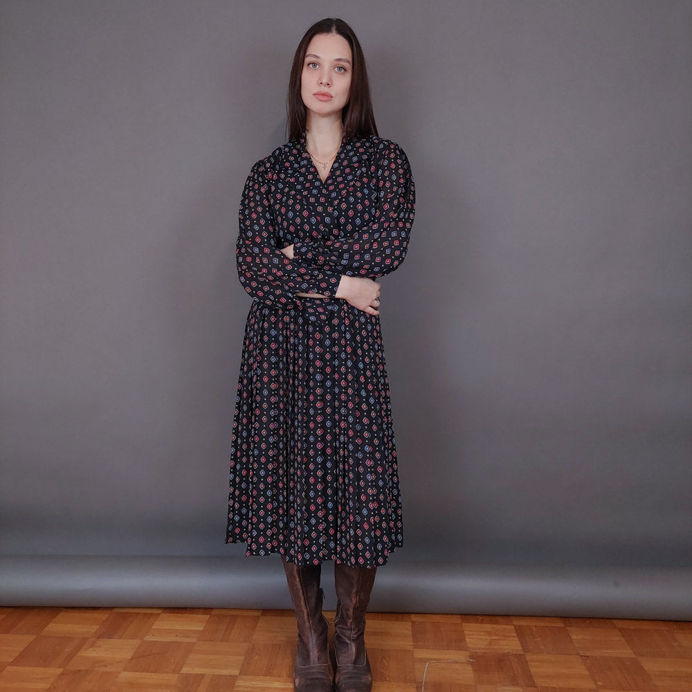 VIN-DR-33547 Vintage φόρεμα εμπριμέ M