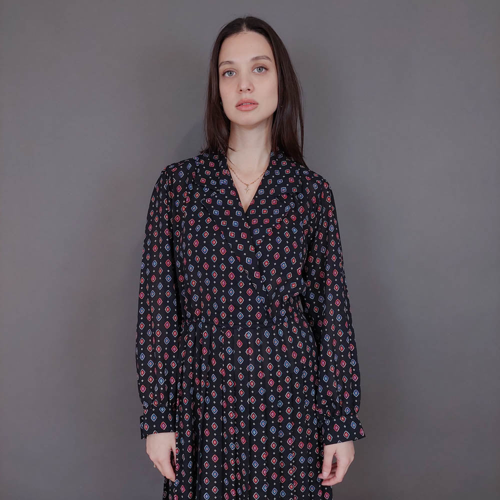 VIN-DR-33584 Vintage φόρεμα εμπριμέ M