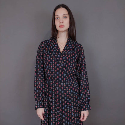 VIN-DR-33584 Vintage φόρεμα εμπριμέ M