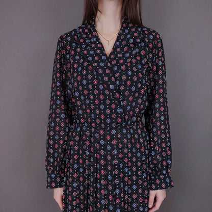 VIN-DR-33584 Vintage φόρεμα εμπριμέ M