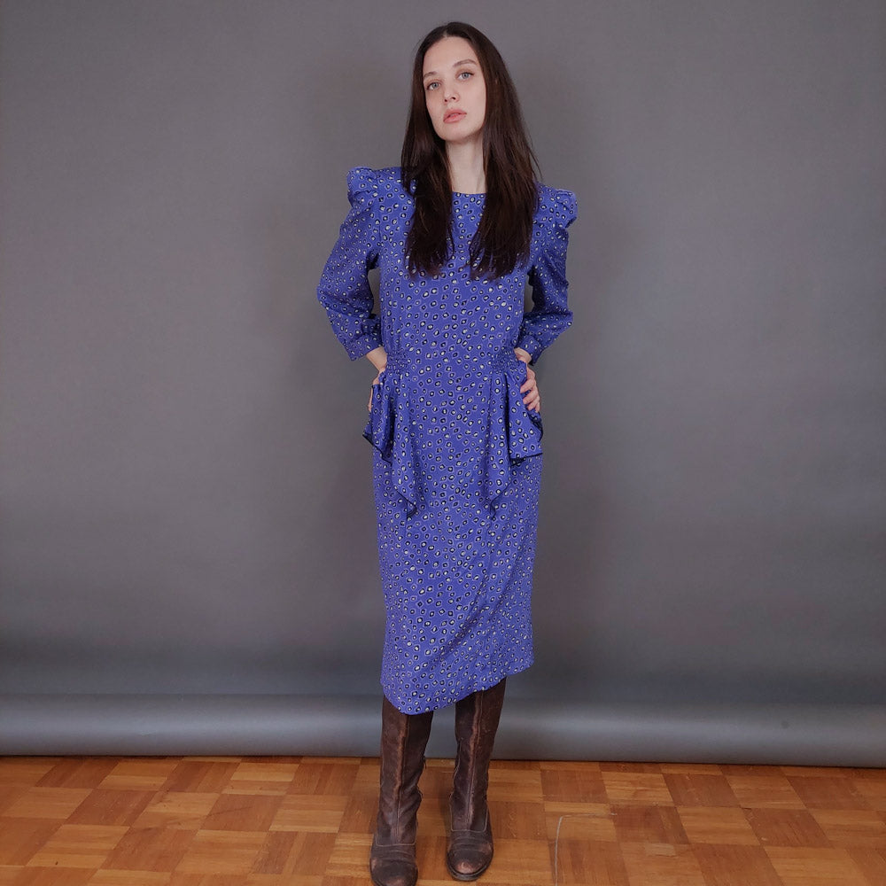 VIN-DR-33583 Vintage φόρεμα εμπριμέ S-M