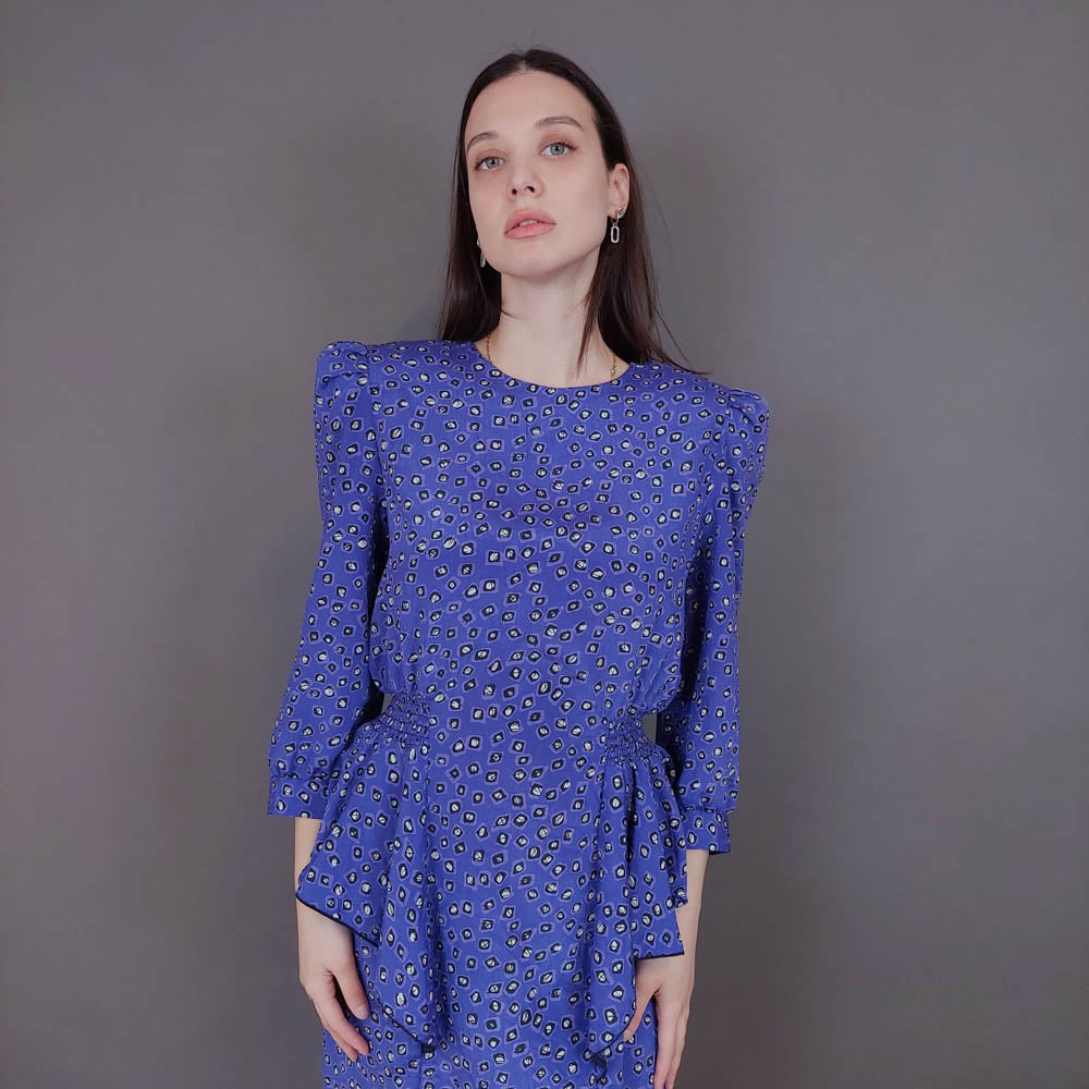 VIN-DR-33583 Vintage φόρεμα εμπριμέ S-M