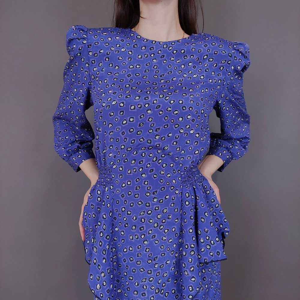 VIN-DR-33583 Vintage φόρεμα εμπριμέ S-M