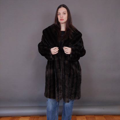 VIN-OUTW-33603 Vintage γούνα οικολογική καφέ L-XL