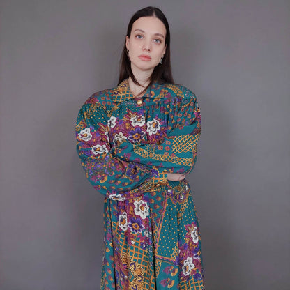 VIN-DR-33581 Vintage φόρεμα εμπριμέ Μ-L