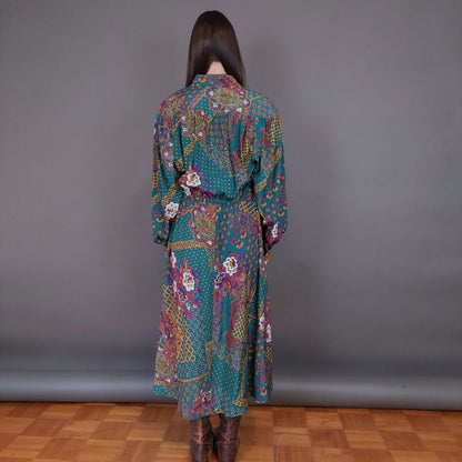 VIN-DR-33581 Vintage φόρεμα εμπριμέ Μ-L