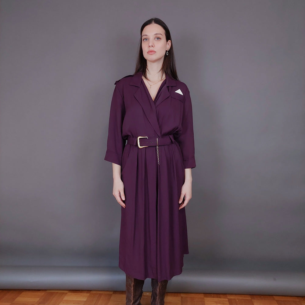 VIN-DR-33580 Vintage φόρεμα μελιτζανί S