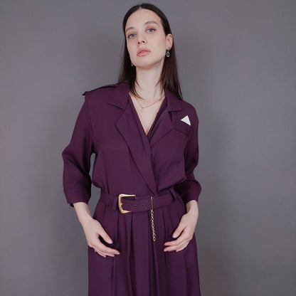 VIN-DR-33580 Vintage φόρεμα μελιτζανί S