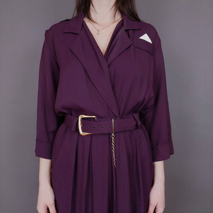 VIN-DR-33580 Vintage φόρεμα μελιτζανί S