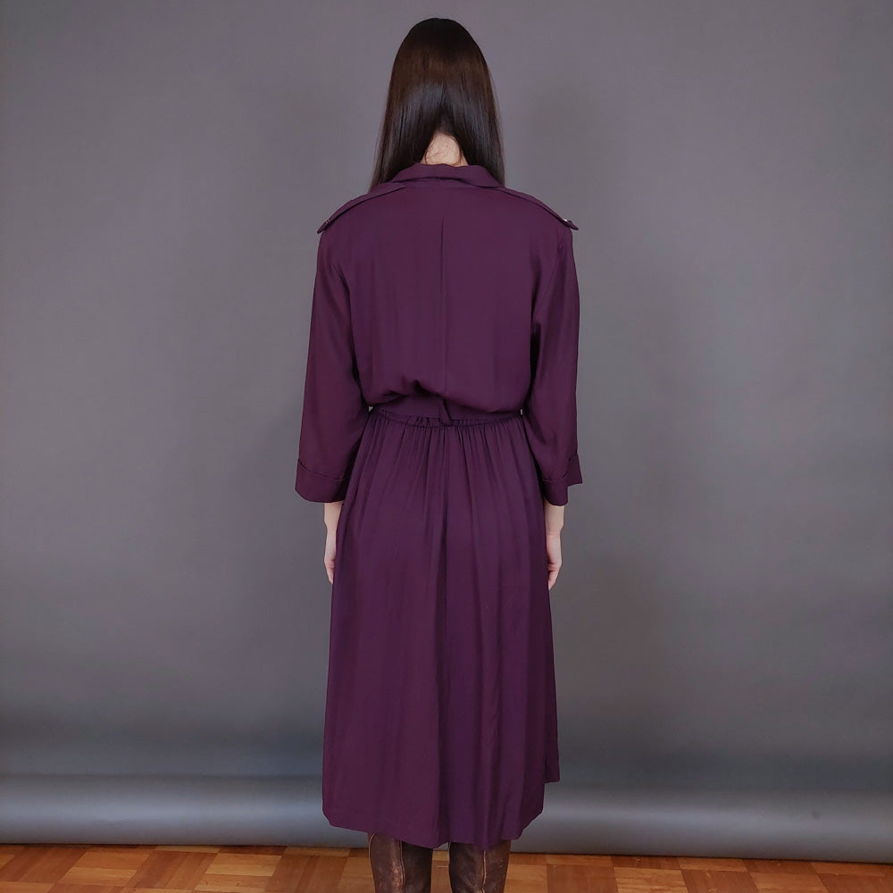 VIN-DR-33580 Vintage φόρεμα μελιτζανί S