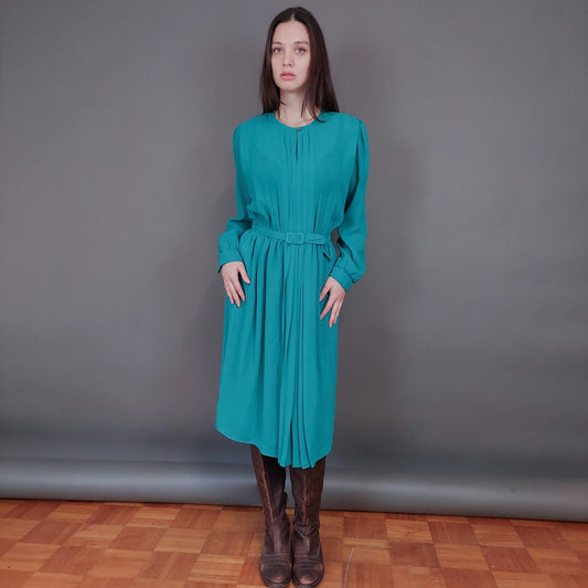 VIN-DR-33578 Vintage φόρεμα σμαραγδί M-L