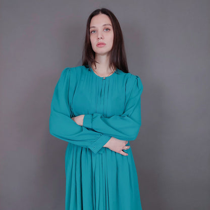 VIN-DR-33578 Vintage φόρεμα σμαραγδί M-L