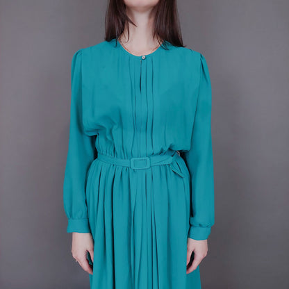 VIN-DR-33578 Vintage φόρεμα σμαραγδί M-L