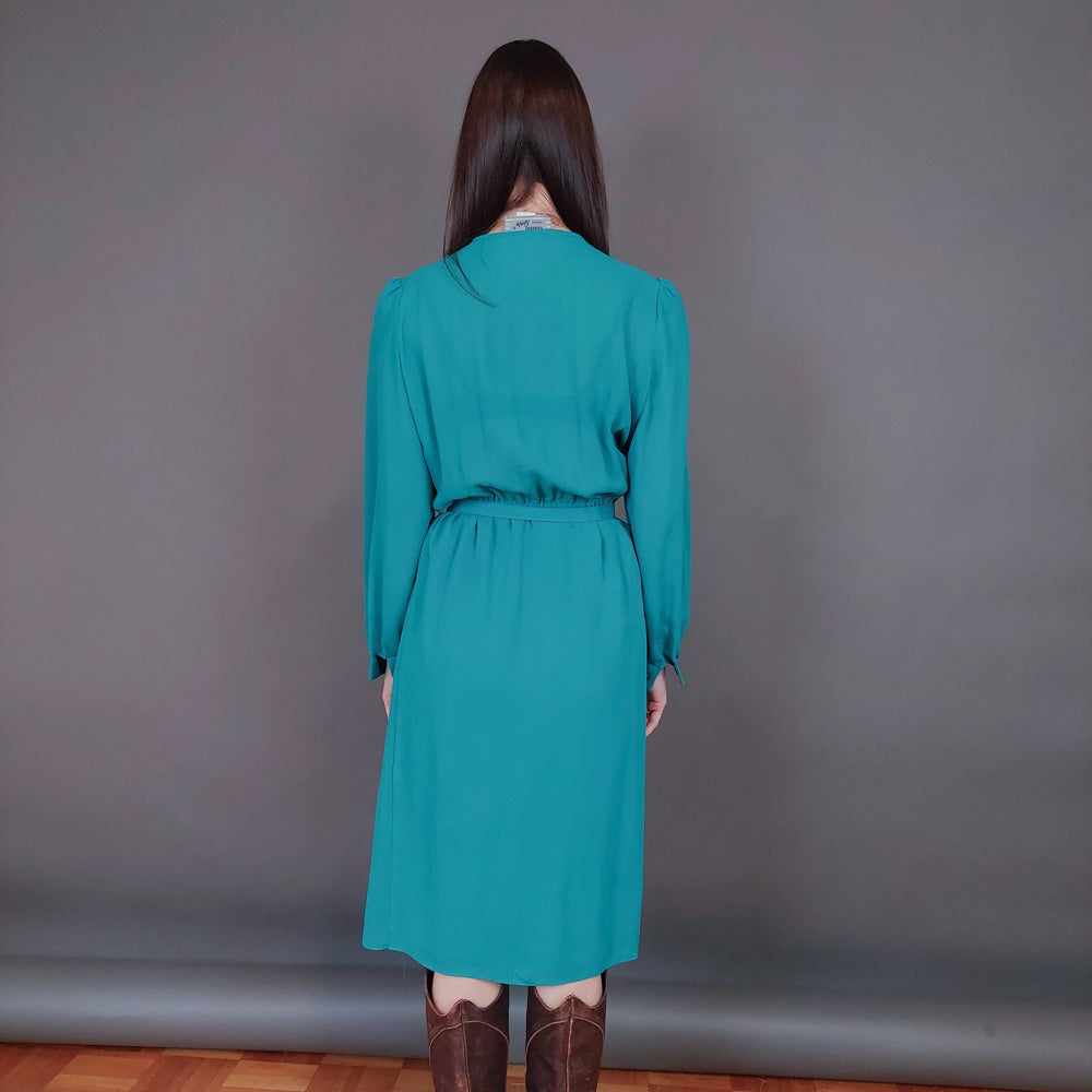 VIN-DR-33578 Vintage φόρεμα σμαραγδί M-L