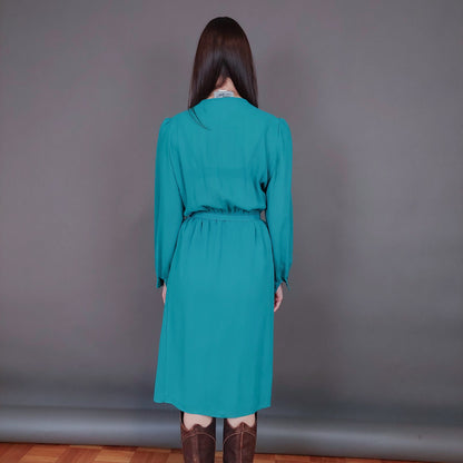 VIN-DR-33578 Vintage φόρεμα σμαραγδί M-L