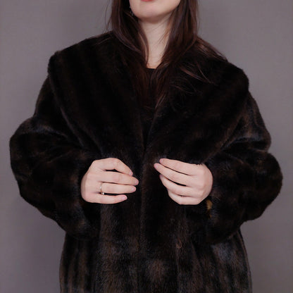 VIN-OUTW-33603 Vintage γούνα οικολογική καφέ L-XL