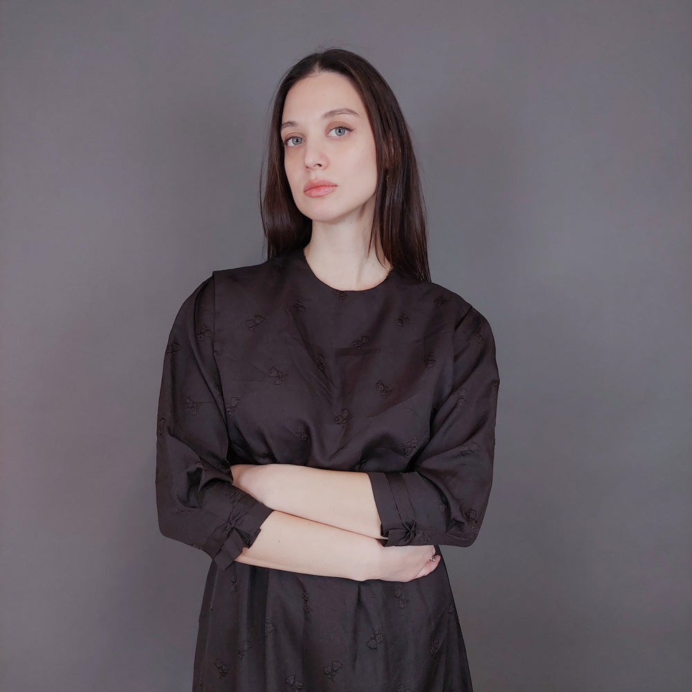 VIN-DR-33576 Vintage φόρεμα καφέ S