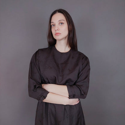 VIN-DR-33576 Vintage φόρεμα καφέ S