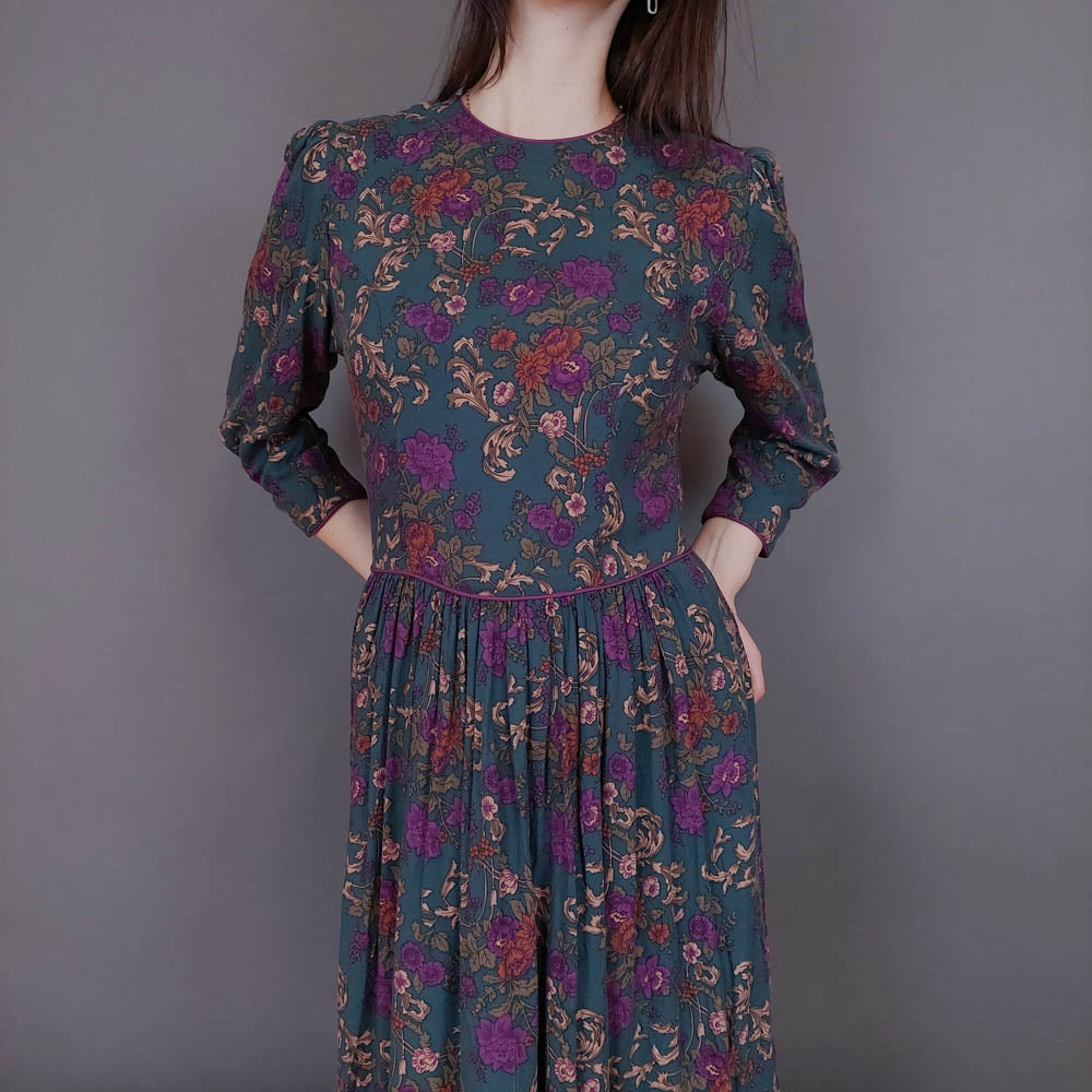 VIN-DR-33574 Vintage φόρεμα φλοράλ Μ