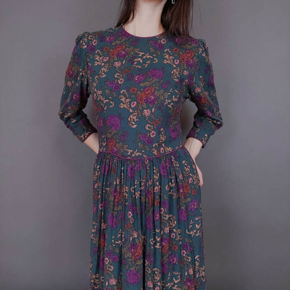 VIN-DR-33574 Vintage φόρεμα φλοράλ Μ