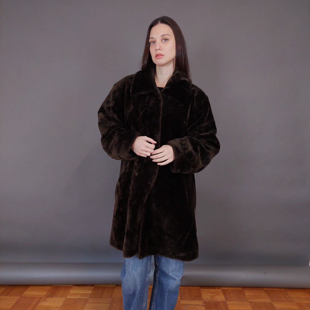 VIN-OUTW-33602 Vintage γούνα οικολογική καφέ M