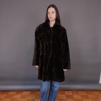 VIN-OUTW-33602 Vintage γούνα οικολογική καφέ M