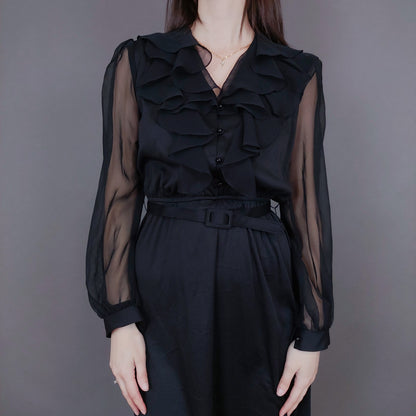 VIN-DR-33571 Vintage φόρεμα μαύρο S