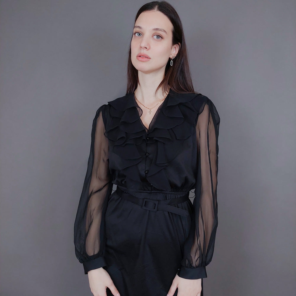 VIN-DR-33571 Vintage φόρεμα μαύρο S