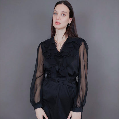 VIN-DR-33571 Vintage φόρεμα μαύρο S