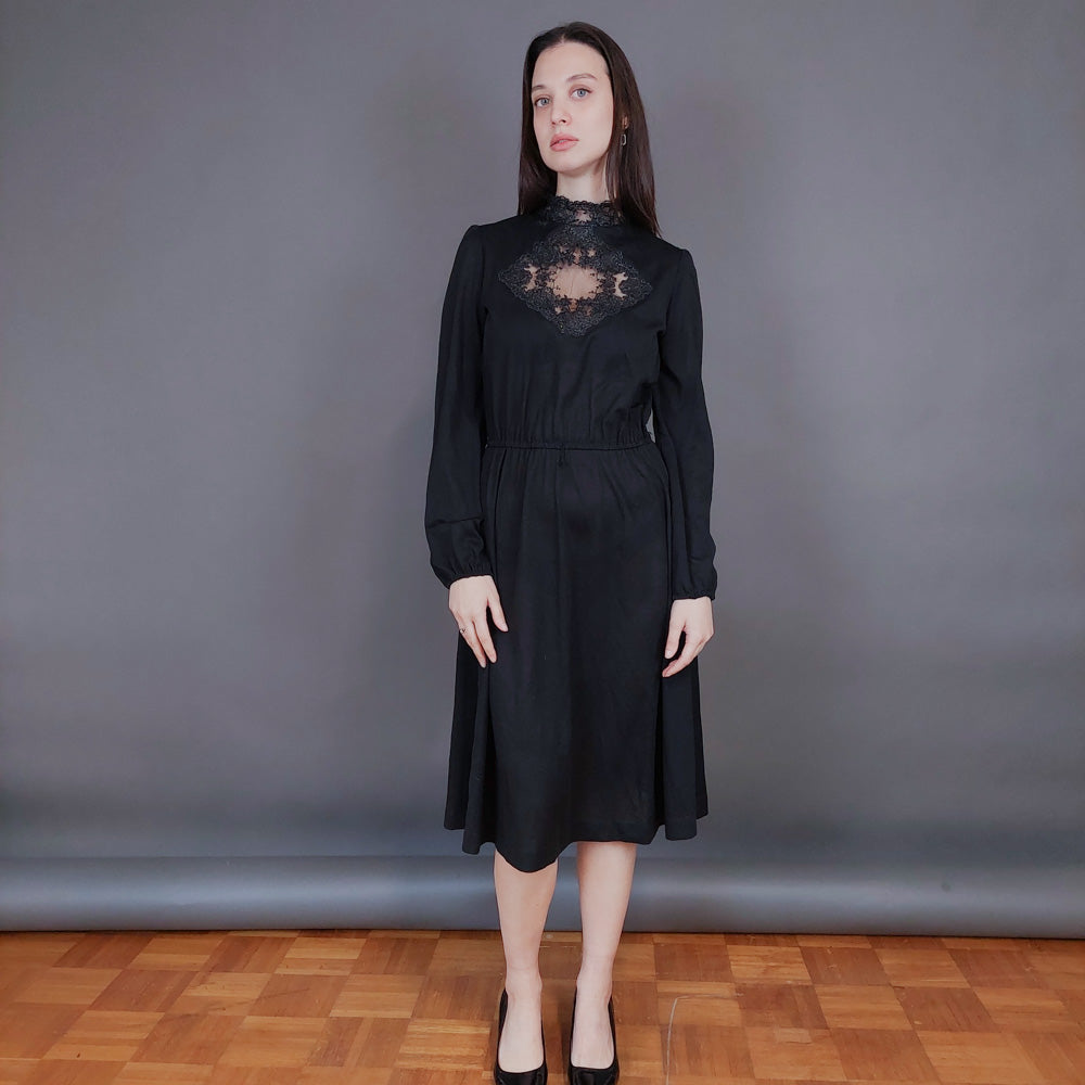 VIN-DR-33569 Vintage φόρεμα μαύρο S