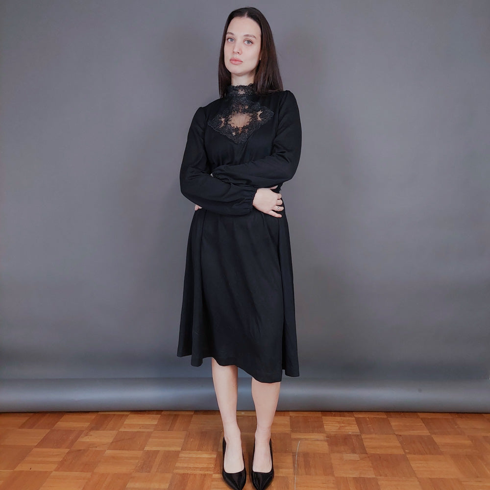 VIN-DR-33569 Vintage φόρεμα μαύρο S