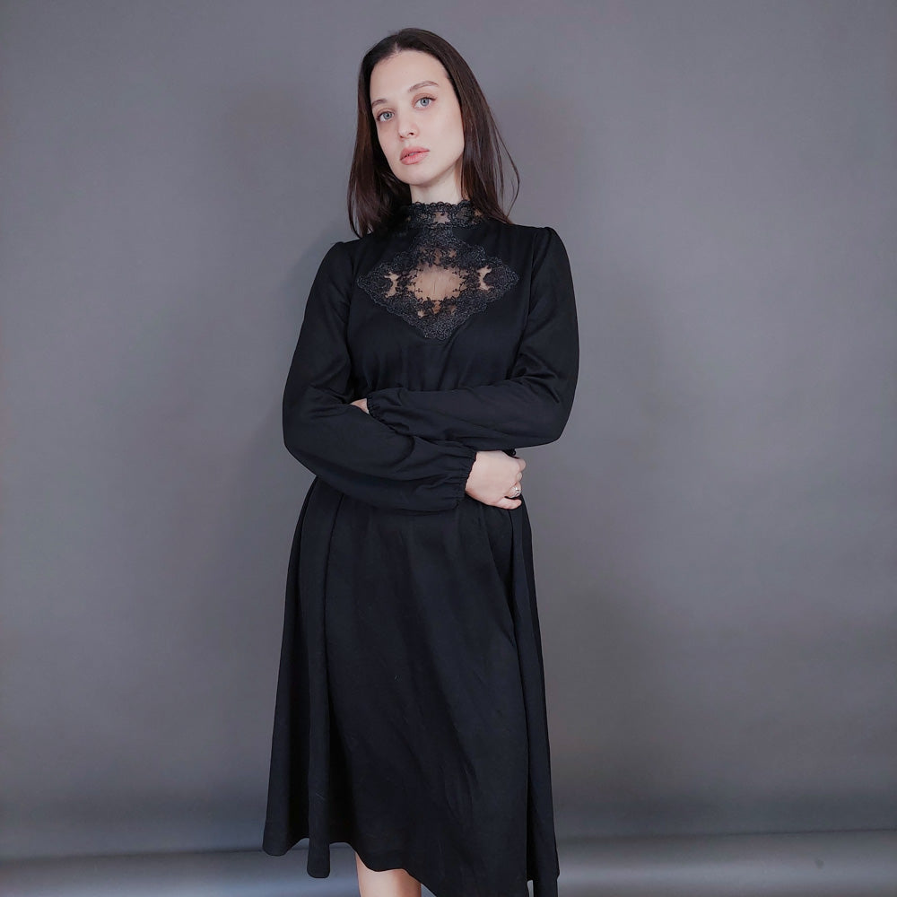 VIN-DR-33569 Vintage φόρεμα μαύρο S