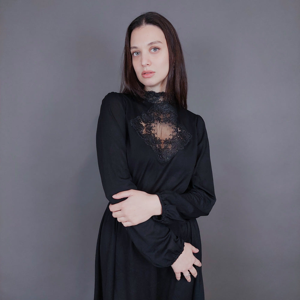 VIN-DR-33569 Vintage φόρεμα μαύρο S