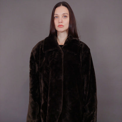 VIN-OUTW-33602 Vintage γούνα οικολογική καφέ M