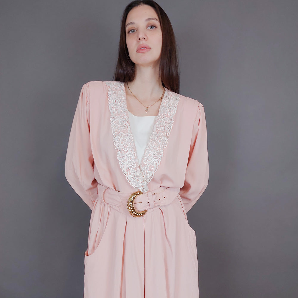 VIN-DR-33568 Vintage φόρεμα σομόν Μ