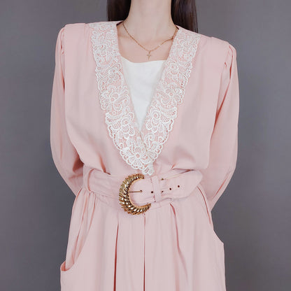 VIN-DR-33568 Vintage φόρεμα σομόν Μ